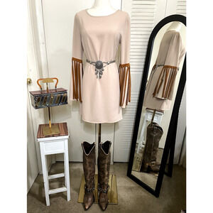 Million Bullpup Dress Womens Small Swing Bell Sleeve Hippie/Boho Mini Dress